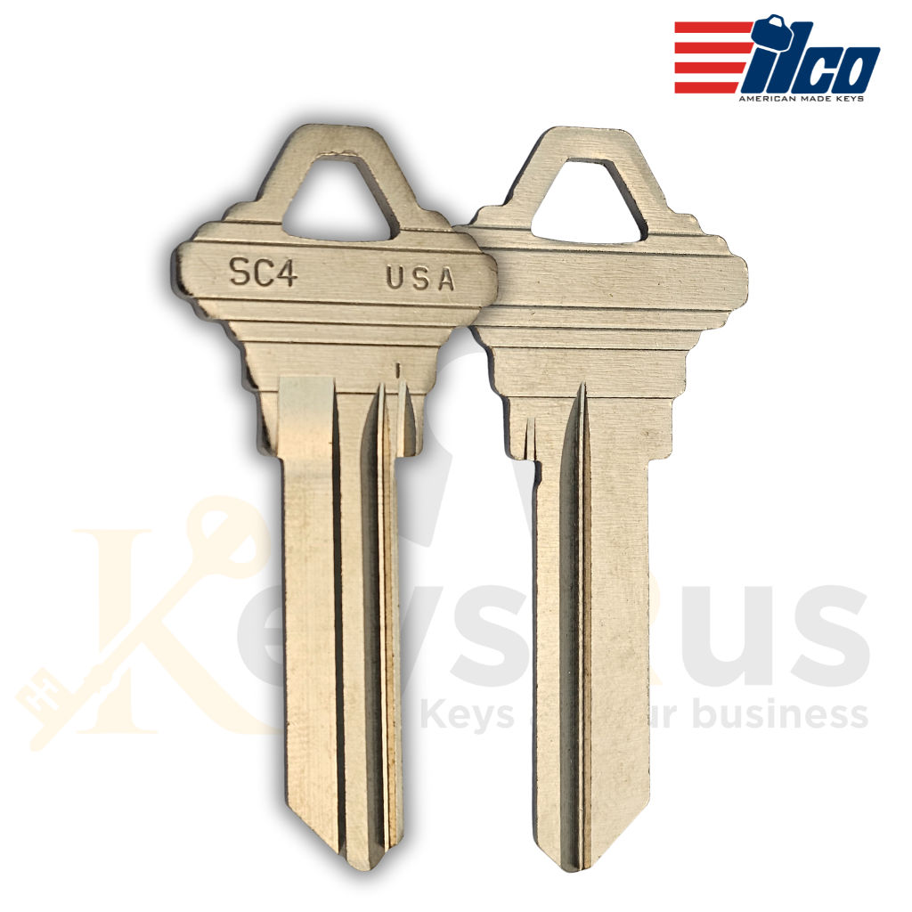 ILCO SC4-NP Key Blanks, 6-Pin, Nickel-Plated Brass, C Section, 250 Pack, Uncut for Schlage Locks