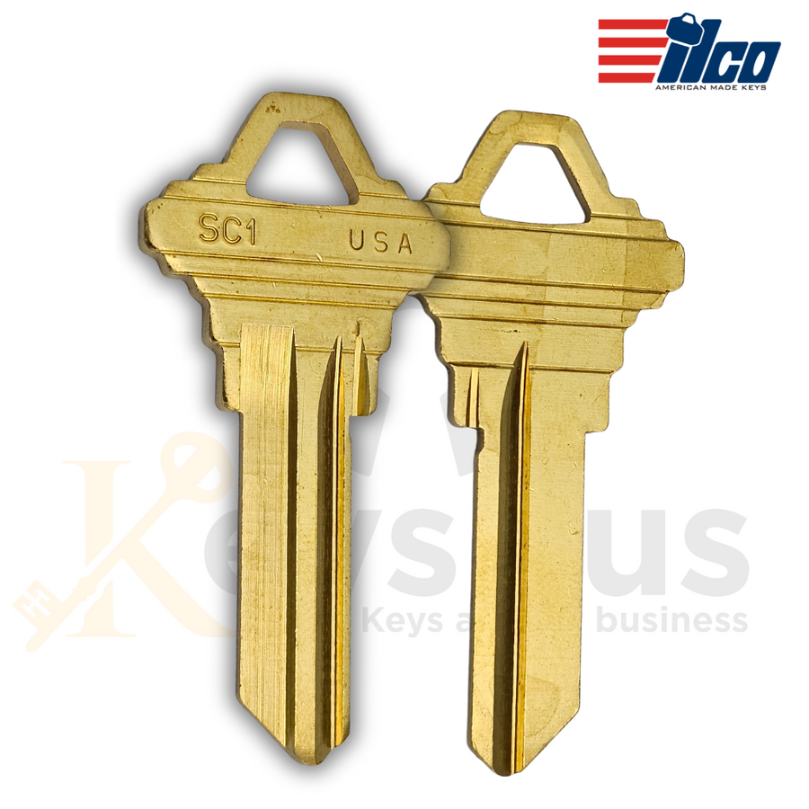 SC1-BR Key Blanks, 5-Pin, Brass, 50 Pack, Uncut for Schlage Locks (Taylor Brand)