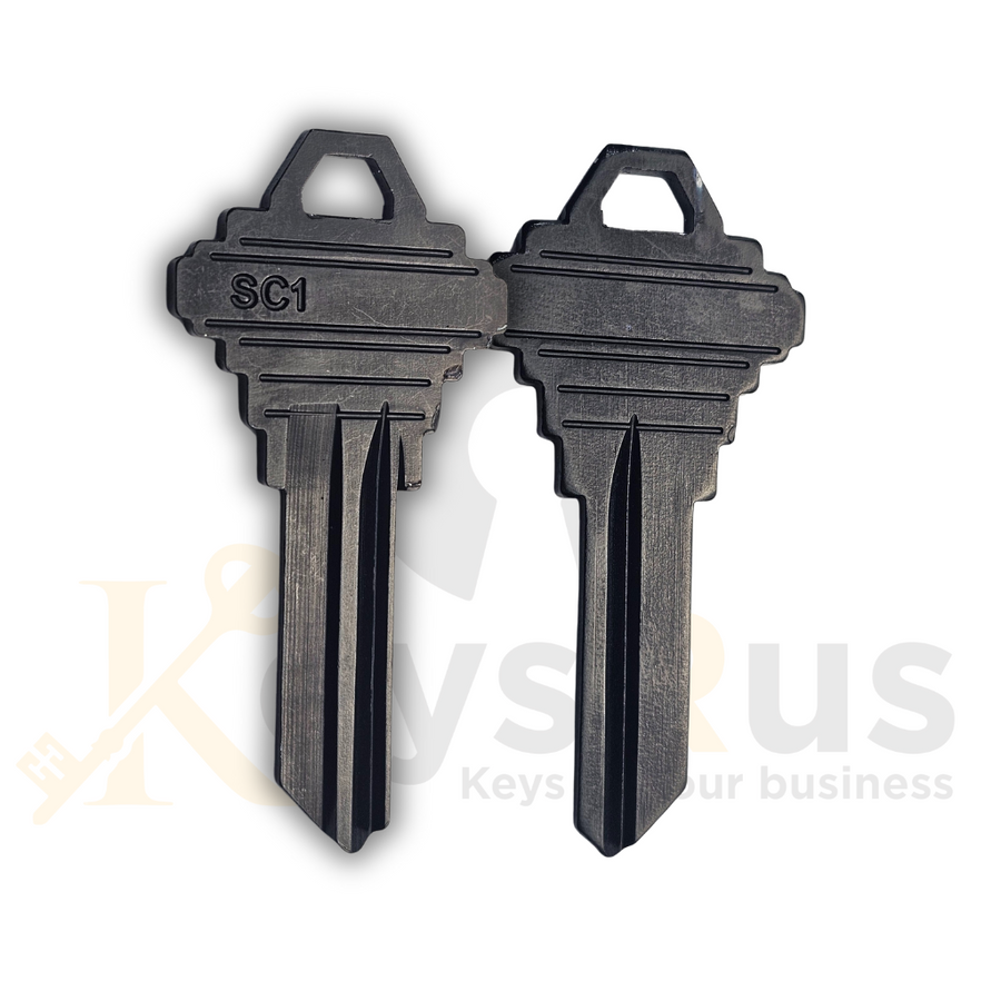 SC1 Aluminum Black Key Blanks, 5-Pin, 10 Pack, Durable Replacement Keys for Residential & Commercial Use