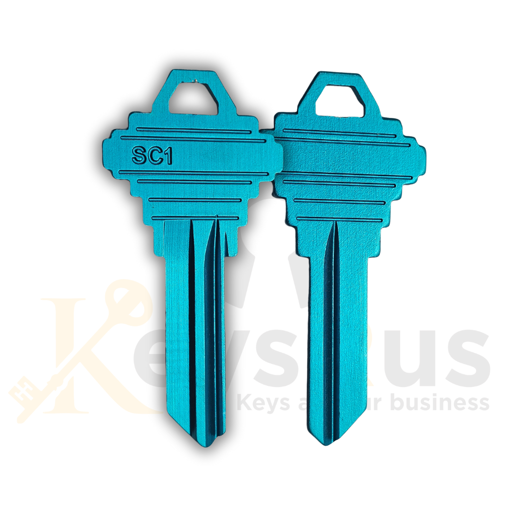 SC1 Aluminum Blue Key Blanks – 5-Pin – 10 Pack - Durable Replacement Keys for Residential & Commercial Use