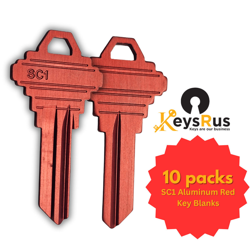 SC1 Aluminum Red Key Blanks – 5-Pin – 10 Pack - Durable Replacement Keys for Residential & Commercial Use