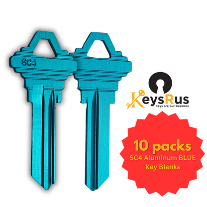 SC4 Aluminum Blue Key Blanks – 6-Pin – 10 Pack - High-Quality Replacement Keys for Residential & Commercial Use