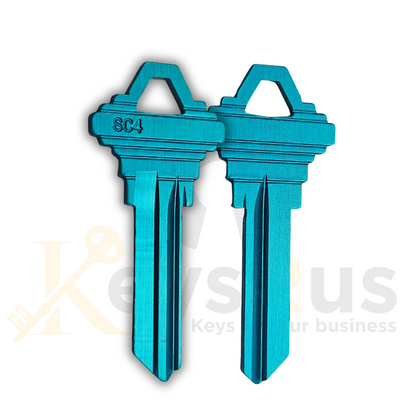 SC4 Aluminum Blue Key Blanks – 6-Pin – 10 Pack - High-Quality Replacement Keys for Residential & Commercial Use