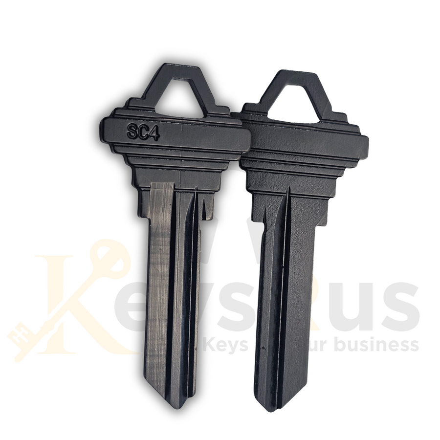 SC4 Aluminum Black Key Blanks, 6-Pin, 10 Pack - Durable Replacement Keys for Residential & Commercial Use