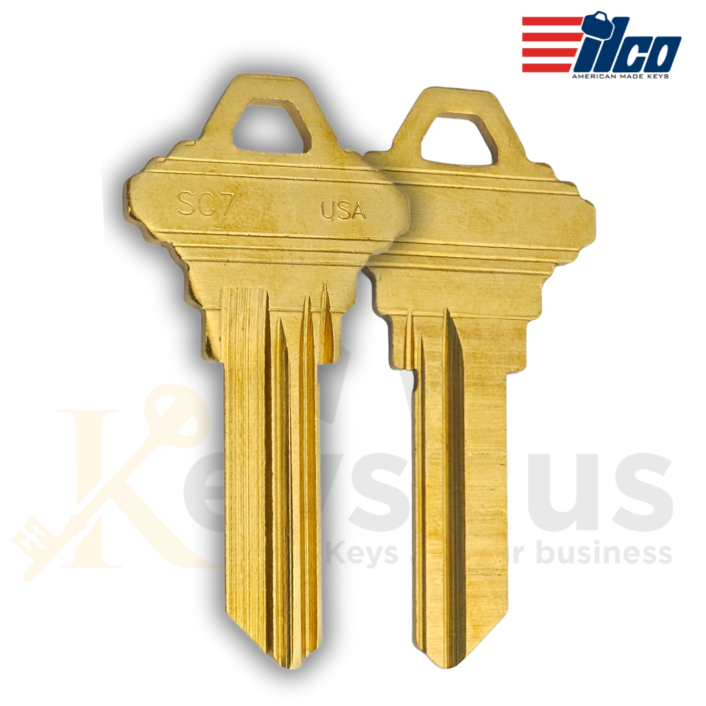 SC7-BR Key Blanks, 5-Pin, Brass, F Section, 50 Pack, Uncut for Schlage Locks (ILCO Brand)