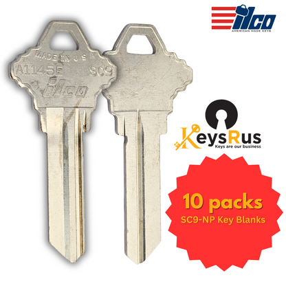 SC9-NP / A1145E Key Blank – 6-Pin Schlage E Keyway – 10-Pack – ILCO