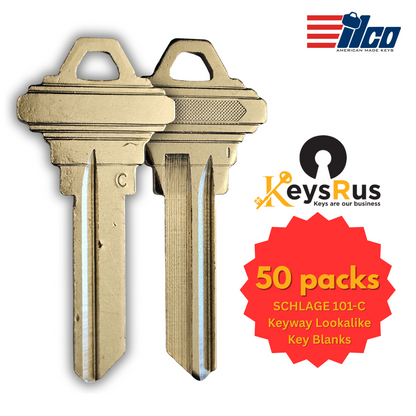 SCHLAGE 101-C Keyway Lookalike Key Blanks – 50 Pack | 6-Pin Compatible with C long  Keyway | Durable Nickel-Plated Brass