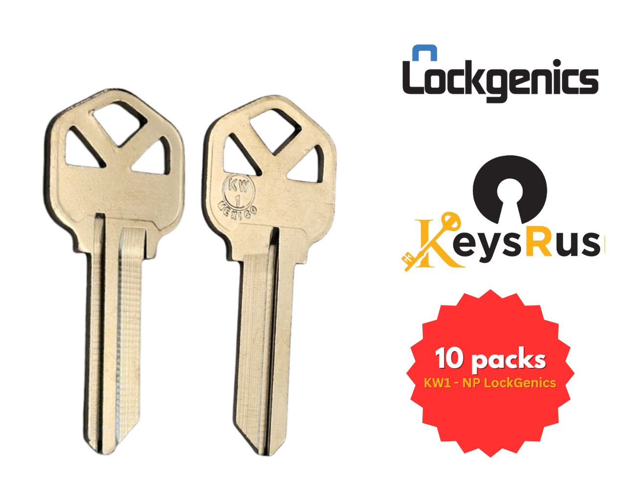 KW1-NP LockGenics 5-pin key blanks, assorted pack sizes
