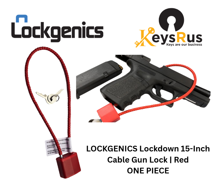 LOCKGENICS 15-Inch Cable Gun Lock, Keyed, Non-Marring, Heavy-Duty (Red)