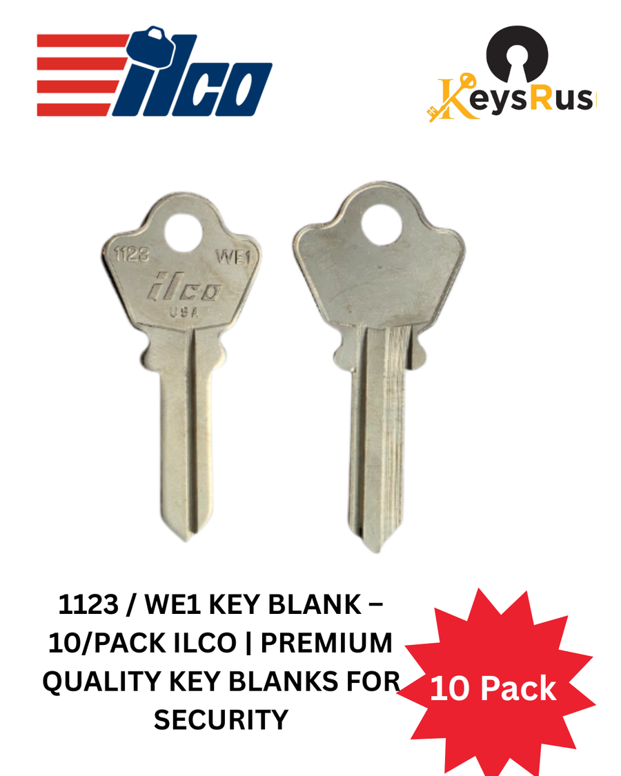 1123 / WE1 Key Blank, 10 pack ILCO, Premium Quality Key Blanks for Security