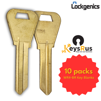 WR4-BR Key Blanks – 10-Pack | LOCKGENICS Brass Blanks for Residential & Commercial Locks