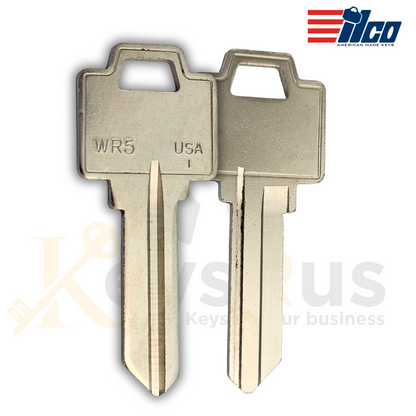 ILCO WR5-NP Key Blanks, 50-Pack Nickel-Plated Brass, 5-Pin Wiser Keyway, N1054WB Compatible