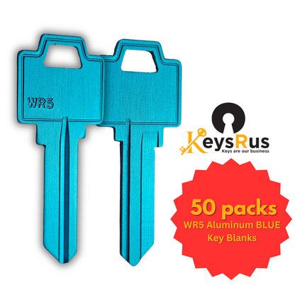 WR5 Aluminum BLUE Key Blanks – 50/Pack | Durable & Lightweight