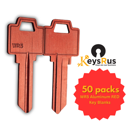 WR5 Aluminum RED Key Blanks – 50/Pack | Durable & Lightweight