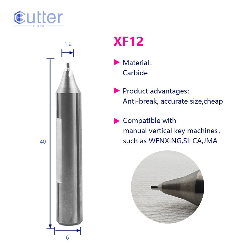 CutterHouse Carbide Milling Cutter – 1.0mm / 1.5mm / 2.0mm / 2.5mm | Fits Xhorse, Silca, Triton, Wenxing Key Cutting Machines