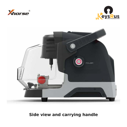 Xhorse Dolphin II XP-005L Automatic Key Cutting Machine with Battery — side view and carrying handle