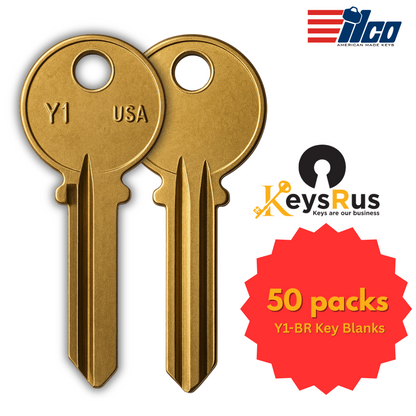 Y1-BR Key Blanks – 50-Pack – Durable Replacement Keys for Y1 Locks