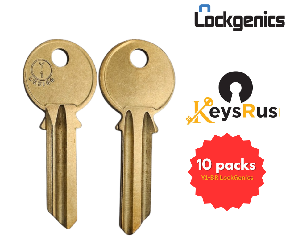 Y1-BR Key Blanks, 10-Pack, LOCKGENICS Yale Keyway Blanks