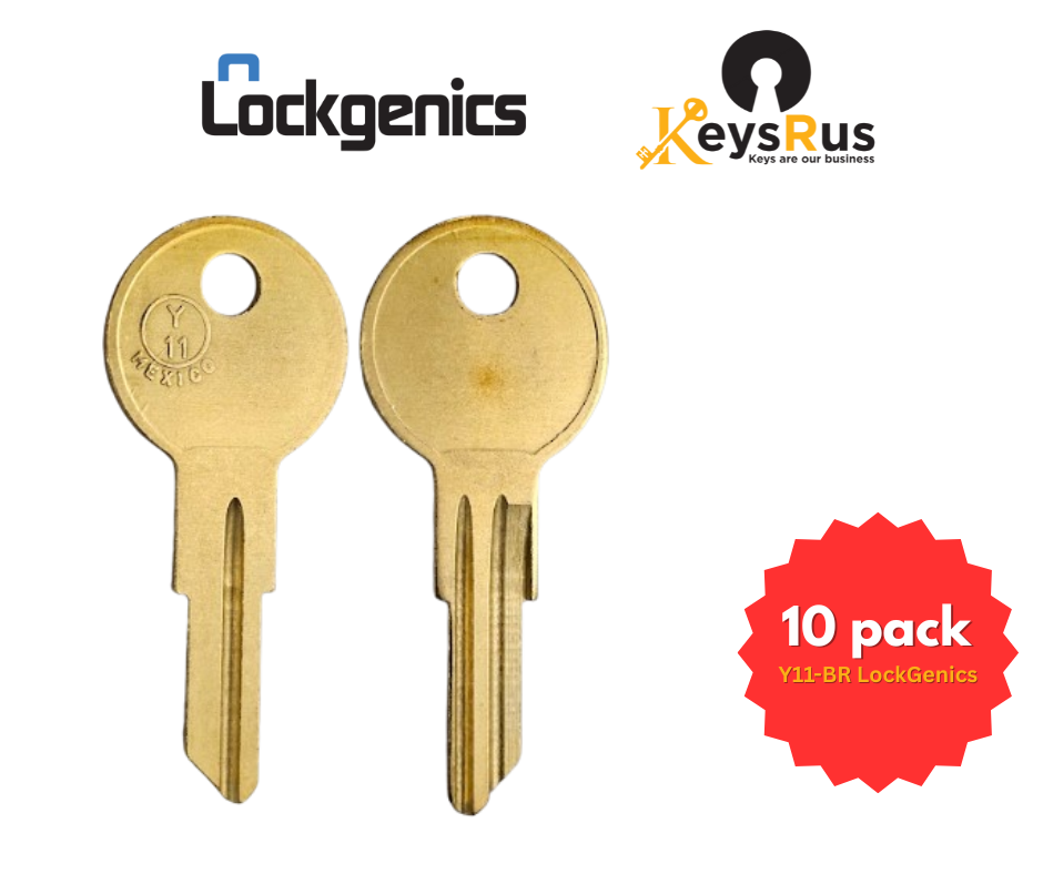 Y11-BR Key Blanks, 10-Pack, LOCKGENICS Brass Key Blanks for Yale-Type Locks