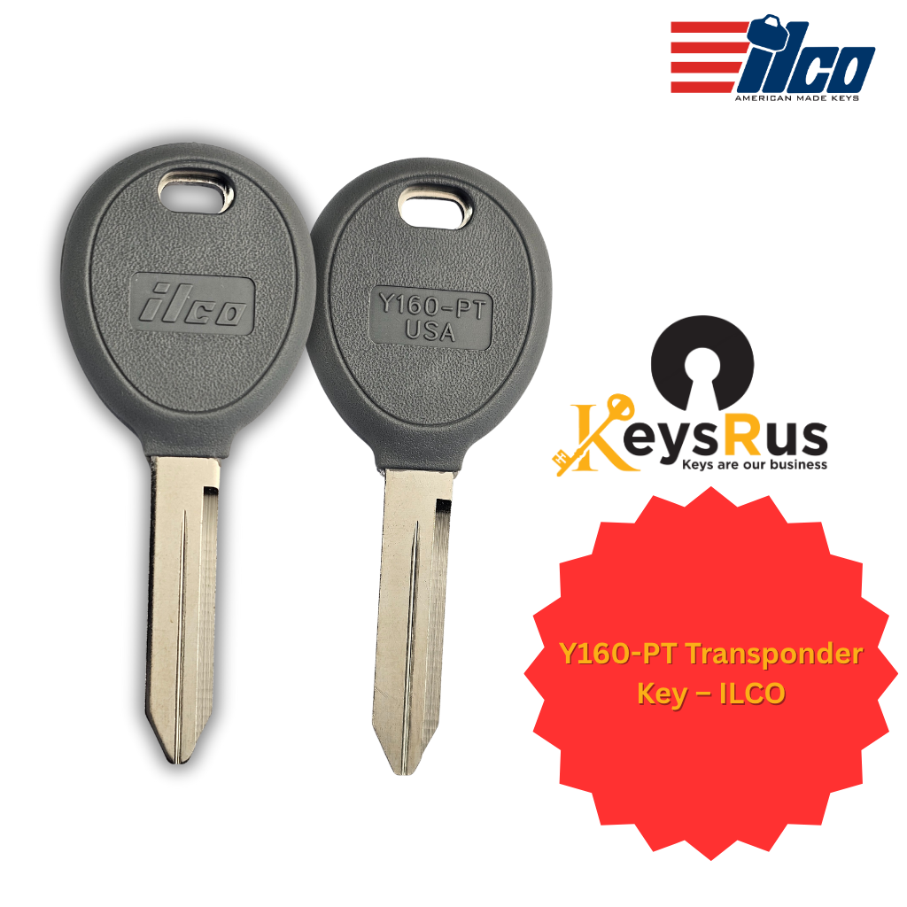 Y160-PT Transponder Key – ILCO – Texas ID 4D64 Chip – Fits 1998–2006 Chrysler Dodge Jeep – Replaces Y160