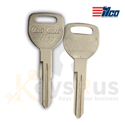 ILCO X214 HD103 Honda Acura Auto Metal Key Blank, Genuine Nickel-Plated Brass Service Key 10Pack