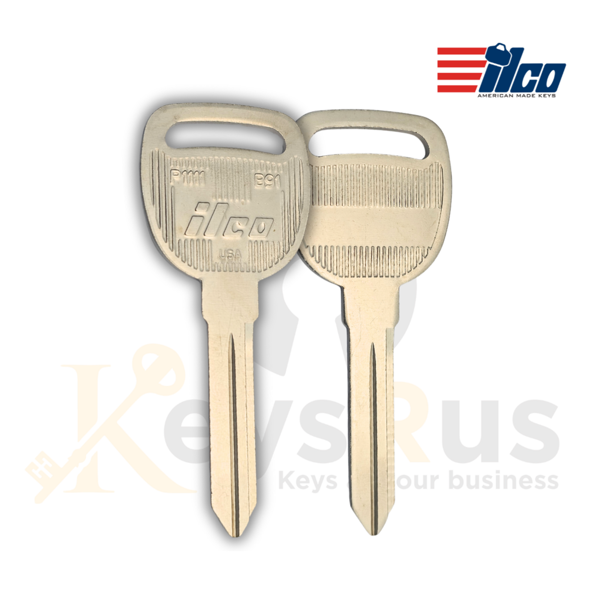 ILCO P1111 / B91 Automotive Key Blanks, 10 Pack, Compatible with GM Vehicles, Nickel-Plated Brass