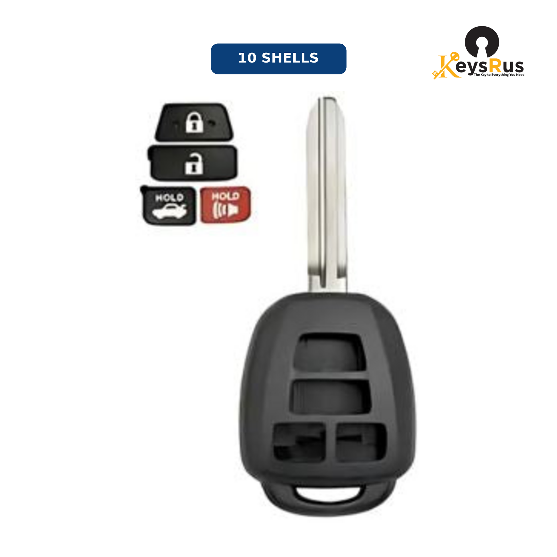 2012-2014 Toyota Camry, Corolla / 4-Button Remote Head Key SHELL / (AFTERMARKET) Bundle of 10