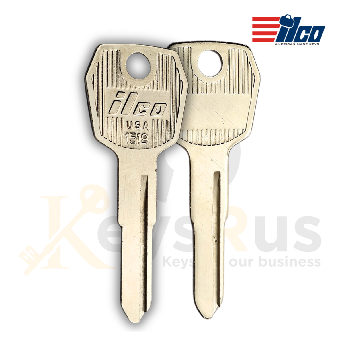 Ilco 1519 Key Blank, Komatsu/Mitsubishi Forklift & Equipment, Nickel‑Plated Brass (Uncut)