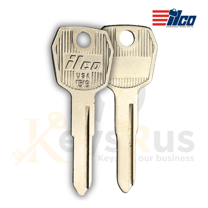 Ilco 1519 Key Blank, Komatsu/Mitsubishi Forklift & Equipment, Nickel‑Plated Brass (Uncut)