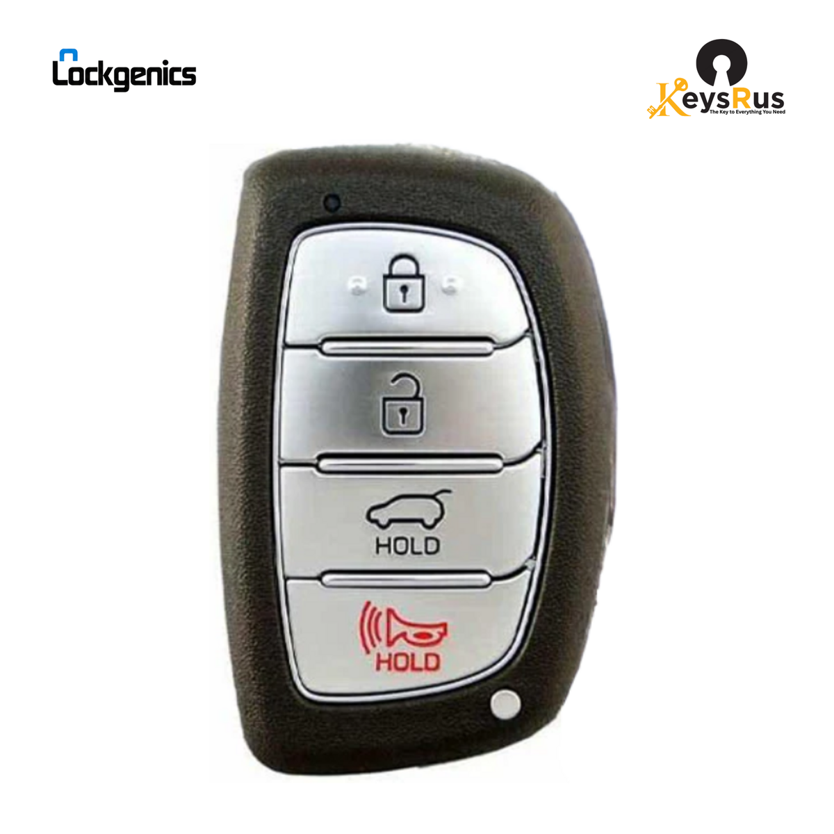 Hyundai smart remote key with Lockgenics and KeysRus branding on a white background