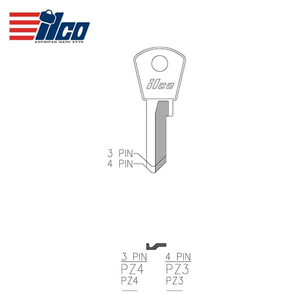 PZ4 Key Blank - Papaiz Key Blank Single Key Per Pack ILCO