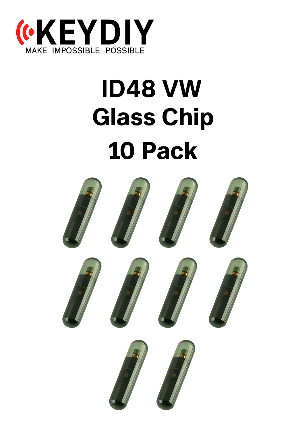 KEYDIY, ID48 VW Glass Transponder Cloning Chip, Compatible with KD-X2 Key Programmer