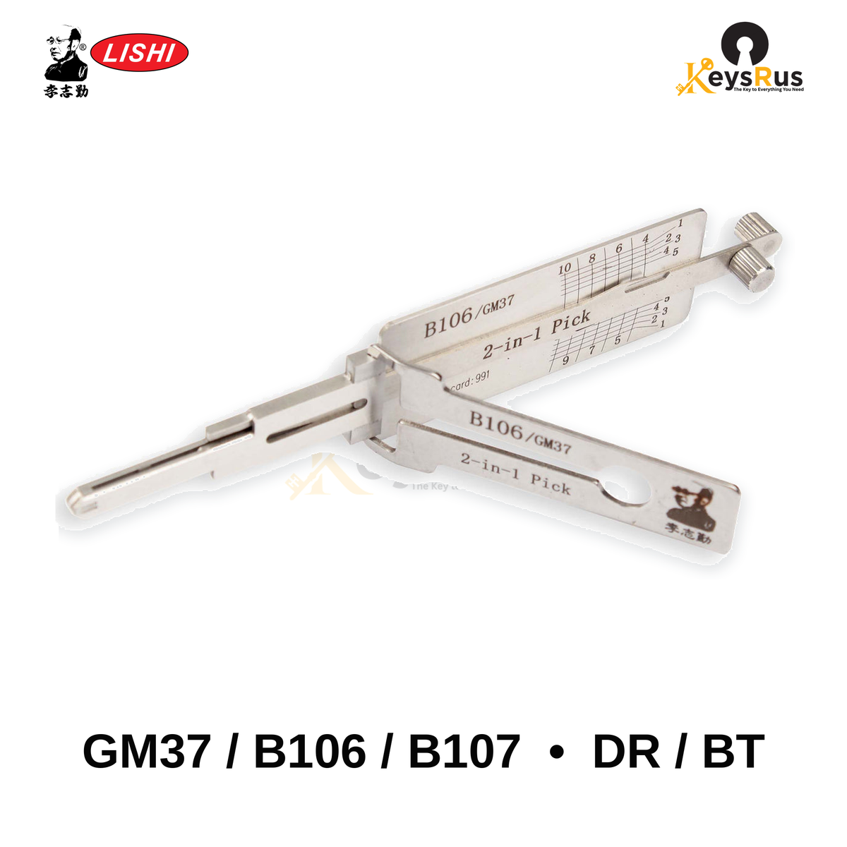 Original Lishi - GM37 / B106 / B107 Non-Warded GM Door & Trunk –Anti-Glare 2-in-1 Pick & Decoder