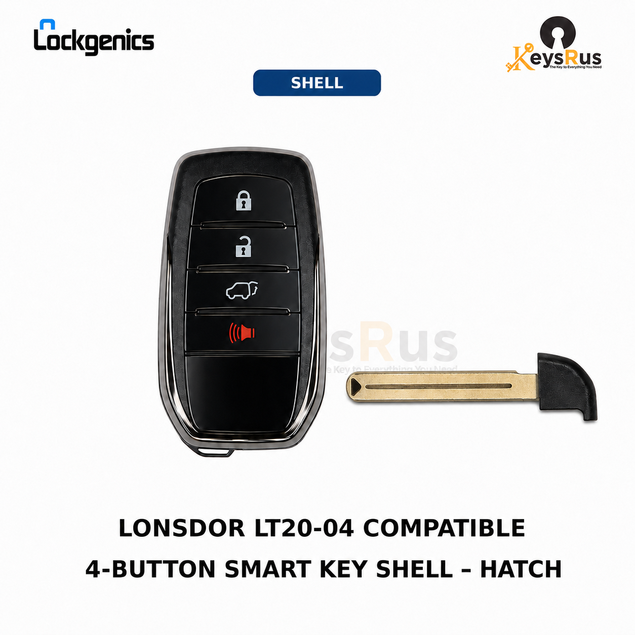 LockGenics four-button hatch smart key shell compatible with Lonsdor LT20-04