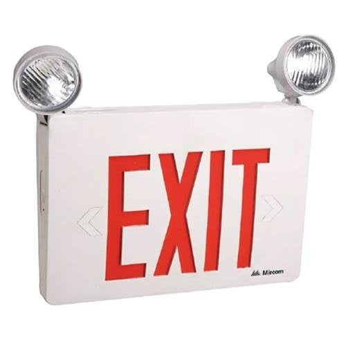 Mircom EL-7027BR – LED Emergency Exit Sign Combo with Adjustable Heads, Thermoplastic Shell, 120 Minute Battery Backup, Red