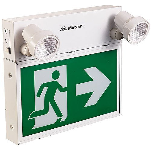 Mircom ELRM-180-18RCS – LED Steel Running Man Sign with Adjustable Twin Spot LED Lights, Remote Capable