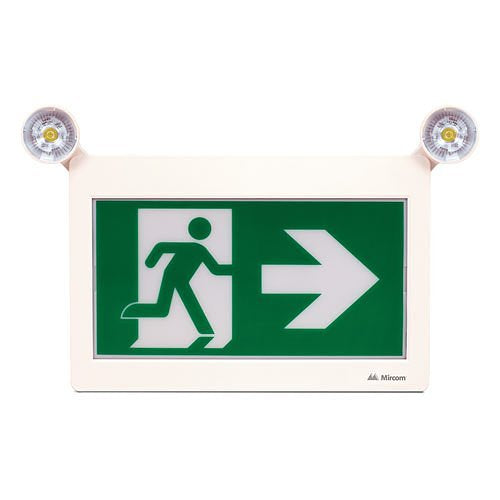 Mircom ELRM-180-2RC – LED Running Man Sign with Adjustable Twin Spot LED Lights, Remote Capable