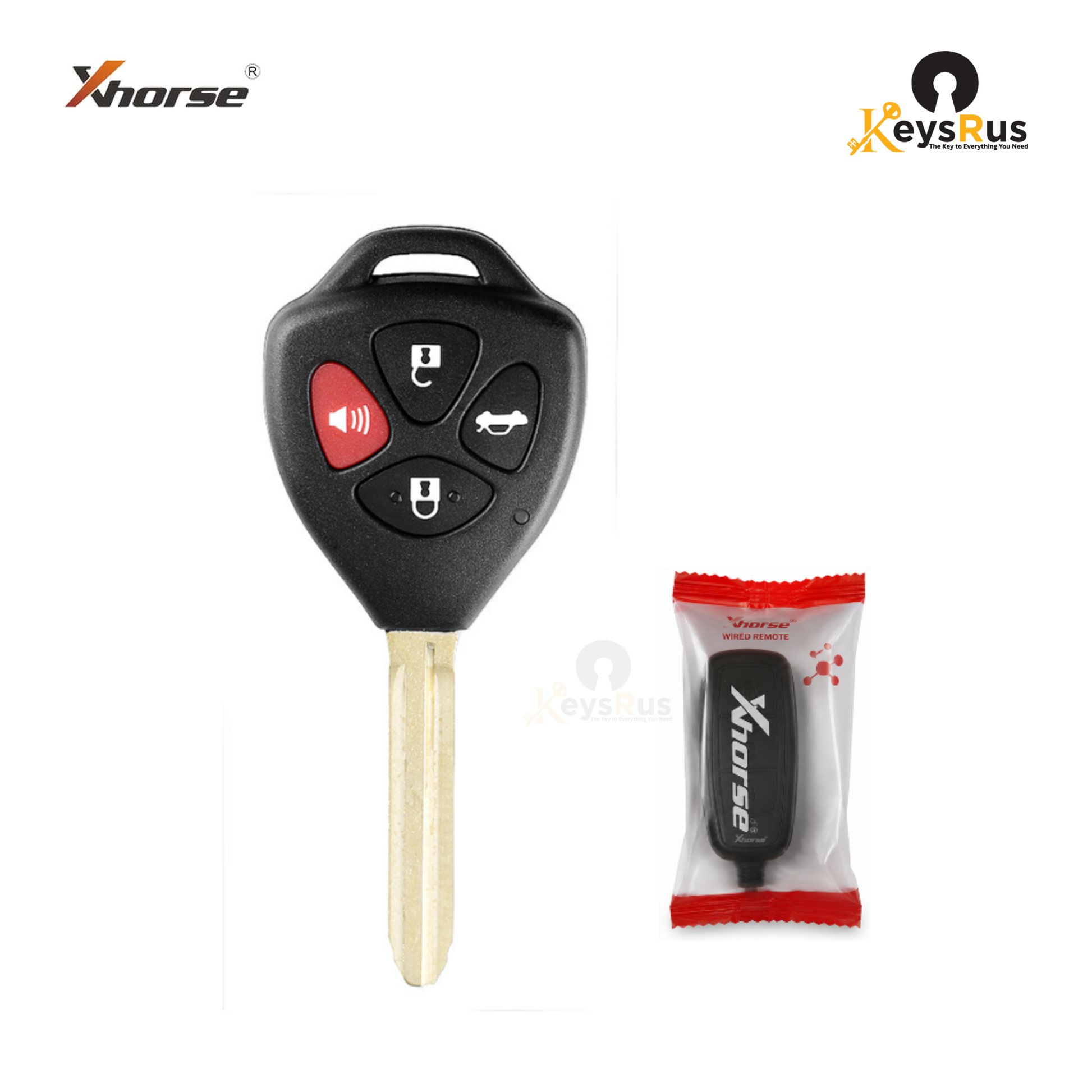 Xhorse 2nd Generation, WIRED, Toyota Style / 4-Button Universal Remote Head Key for VVDI Key Tools / XKTO22EN